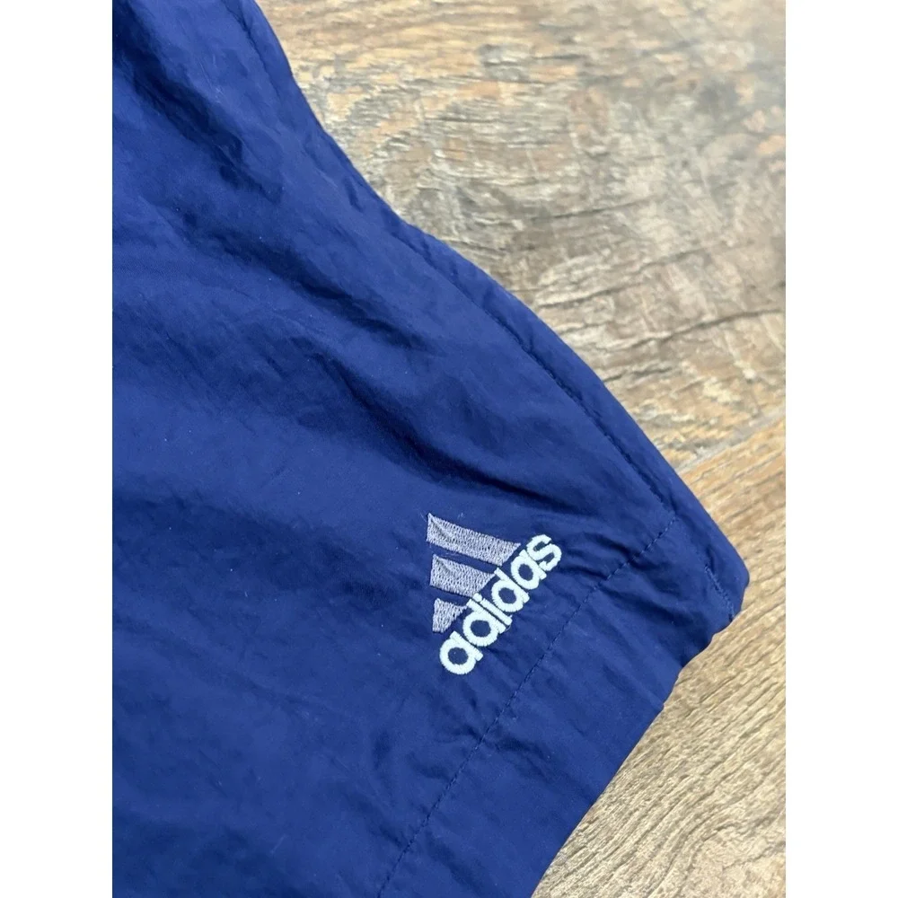 Vintage 90s Adidas Nylon Track Pants Wide Leg Navy‎ Blue XL 30x31